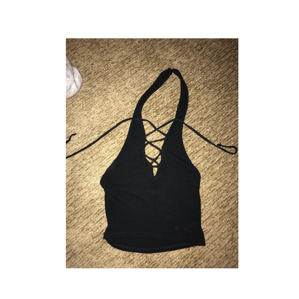 Lace Up Halter Crop Top